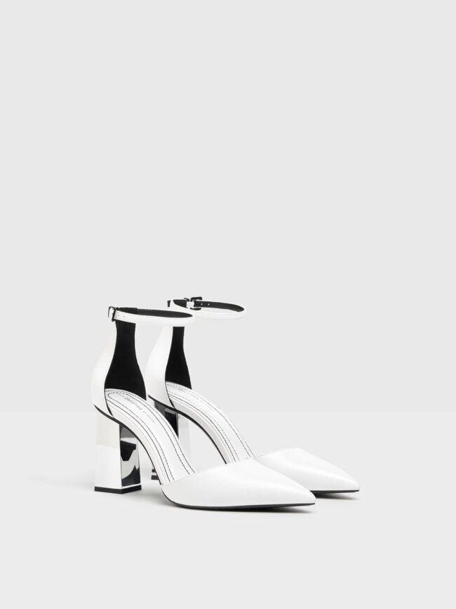 Metallic high-heel shoes